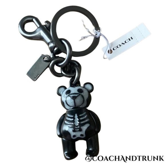 COACH Limited Edition FIRM 3D Skeleton Bear Bag/Key Gun Metal Charm With Glitter - Picture 7 of 9